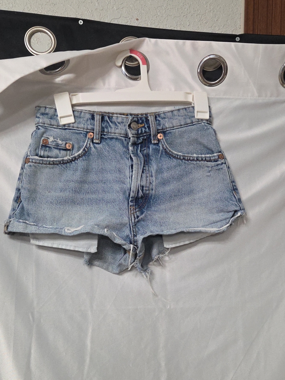 Zara Light Blue Distressed Denim Cutoff Shorts Size 0 [1701]